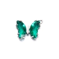 Emerald green butterfly pendant charm with silver metal setting and faceted crystals - Emerald Green