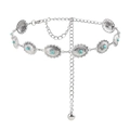 Bohemian silver metal waist chain belt featuring turquoise inlays in concho style - Round Sunburst (HYY19294-A) / Silver A