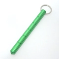 Tactical bright green aluminum kubotan keychain with non-slip grooves and pointed tip - Round Head Green