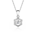 Elegante S925 zilveren ketting met dansende Moissanite steen in een geometrisch frame - Moissaniet Witgoud (FDTD-004) / 925 zilver