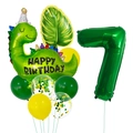Detailansicht des 32-Zoll Dinosaurier Ballon-Sets mit Nummer 7 für Kindergeburtstage - Dinosaurier Mit Hut Nummer 7