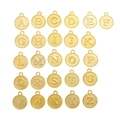 26-piece set of gold coin alphabet pendants with embossed A-Z capital letters for DIY jewelry - Gold
