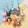 Set of eight colorful cartoon animal keychains including lion and giraffe for gifts - Mixed Colors