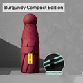 Compact wine red 5-fold pocket sun umbrella with UPF50+ sun protection and windproof frame - Wine Red (Double Keel)