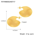 Boucles d'oreilles géométriques irrégulières en cuivre plaqué or 18 carats doré - F979-Disque Irrégulier (Petit) / Or