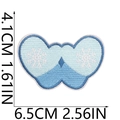 Detailed view of blue snowflake embroidery patch with 6.5cm x 4.1cm size markings - Letter W