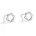 Minimalist S999 sterling silver hollow hexagram star stud earrings for women in silver color - Hollow Hexagram Studs
