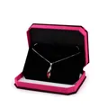 Octagonal velvet gift box in rose pink and black with silver teardrop necklace - Set Box / Rose With Black Interior