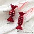 Red flocked Christmas candy ornaments with gold glitter stripes for tree decoration - Candy