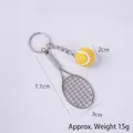 Mini yellow tennis ball and silver racket keychain pendant for sports fans - 2cm Small Yellow Tennis Ball + Silver Racket