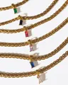 Vintage 18k gold plated twist chain necklaces with colorful rectangular zircon pendants - Green