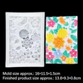 Molde rectangular de silicona floral con relieves de flores y hojas en 3D de colores - Estilo 1 / Transparente