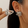 Punk style silver spike stud earrings with metallic mirror finish for women - Radiant Spiky Silver Rivet Stud Earrings (6488) / Silver