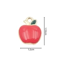 Red apple Christmas alloy pendant with gold edges and green leaf for DIY jewelry making - 2372 Red Apple Pendant