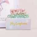 Pink and mint green gradient Feliz Cumpleaños candle with gold glitter detail and gift box - Galaxy Gradient Pink Blue Feliz Cumpleaños