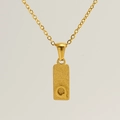 Gold stainless steel chain necklace with matte rectangle pendant featuring letter Q - Letter Q