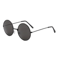 Classic round frame vintage sunglasses with black metal frame and dark lenses - Black Frame Grey Lens
