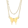 Double-layered 18K gold plated butterfly necklace with an engraved U-letter pendant - Letter U Butterfly Pendant Style