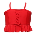 Rode tweedelige badmode top voor meisjes met ruches en vetersluiting aan de voorkant - 104 / Alleen Rode Cross Strap Ruche Top