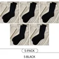 Five-pack of ultra-thin black crew socks in silk-blend fabric with cooling texture - 5 Pairs / Black