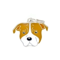 Creative ginger and white dog head keychain pendant made of enamel and alloy - 46 Staffordshire Terrier