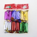 Assorted colorful metallic Christmas cylinder ornaments in transparent retail packaging - 12Pcs Multi-Color Metallic Foil Candy Ornaments