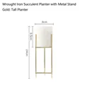 Nordic white ceramic flower pot with gold iron stand for succulents, size 24cm height - Large Version / Gold - Tall Pot