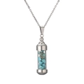 Collana in acciaio inossidabile argento con ciondolo a cilindro apribile e turchese - Blu (Turchese)