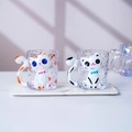 3D cute orange and black cat tail handle glass mugs for coffee and juice, set of 2 - Orange Cat + Cow Cat
