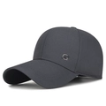Dark gray baseball cap with premium twill fabric and silver metal MG logo on the side - Gray