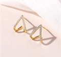 Eleganti orecchini a lobo a triangolo V in argento S925 dorato con zirconi bianchi - Oro