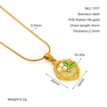 Collana vintage in acciaio inossidabile con ciondolo a foglia verde e perle - Stile Foglia Verde Ovale Perla (ZX1957)