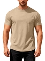Khaki Herren T-Shirt mit Waffelstruktur, lockerem Schnitt und Brusttasche - S / Khaki