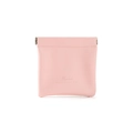 Pink PU leather portable cosmetic bag with squeeze top closure and Fandodo print - Sakura Pink
