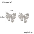Detailed view of silver bow earrings showing 2.5cm width and 2.3cm height dimensions - BE47806AW0 Silver Polished Bow