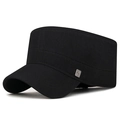 Gorra cadet clásica negra en sarga de algodón con placa metálica plateada lateral - Ajustable / Negro