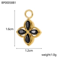 Golden clover pendant with black drop-shaped zircons, sized 1.6cm x 1.2cm - BP00058B1-Gold Black Stone Cross Pendant