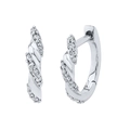 Orecchini a cerchio twist in argento con zirconi scintillanti dal design geometrico - Argento