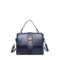 Borsa a tracolla blu scuro in pelle PU con fibbia ovale in metallo dorato moderna - Blu