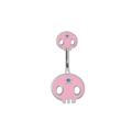 Pink skull navel ring with blue star gems in surgical steel for hip-hop body piercing - Silver Base Pink Skull (24022904-2)