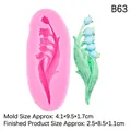 Pink silicone lily of the valley mold with blue gradient floral craft sample and dimensions - 5#B63 Pink Single Lily Of The Valley