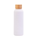 Matte white 304 stainless steel insulated bottle with a natural bamboo wood lid - Matte White
