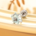 Star-shaped zircon ear stud with silver titanium steel base and screw back closure - Star Screw Stud / Ice Blue (Single)
