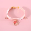 Pink velvet pet collar with adjustable gold chain and starry floral pendants - S (25-32cm) / New Pink Velvet Pendant
