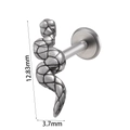 Silver stainless steel snake stud earring with scale texture and 12.83mm height - Coiled Snake (#17) / 1.2*8mm / Silver