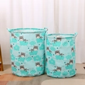 Large mint green laundry basket with cute bear prints and handles for home storage - Goodnight Bear