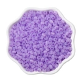 Round purple cat-eye glass beads in a white flower dish for DIY jewelry making - Lilac Purple