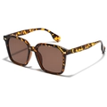 Retro Übergroße Sonnenbrille in Schildpatt-Optik mit braunen Gläsern und Metalldetails - Schildpatt Tee Linse