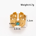 Gold open leaf ring with turquoise inlay and detailed size measurements in cm and grams - Hollow Leaf Turquoise Open Style (TR201-Blue)