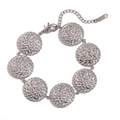 Bracciale argento con dischi martellati, trama intrecciata e catena regolabile placcata oro 18K - Bracciale Rotondo Con Motivo A Martello - Colore Acciaio